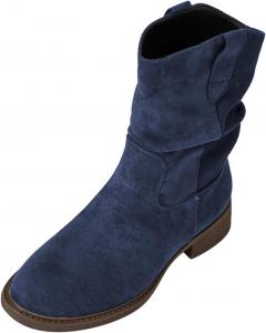 Женские ботильоны FOWT с круглым носком, на невысоком грубом каблуке, ковбойского стиля, удобные, на резинке, повседневные, осенне-зимние, размеры 4-16 US, Navy