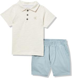 Комплект из двух поло-шорт Calvin Klein для мальчиков, Platinum Heather/Arona