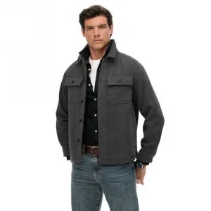 Рубашка с длинным рукавом Superdry Merchant Herringbone, серый