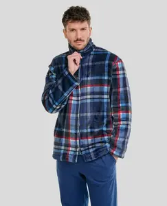 Мужской халат в клетку на молнии Lohe, синий