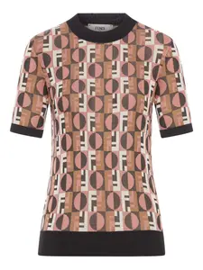 Футболка с геометрическим жаккардовым узором FENDI, коричневый