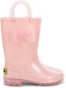 Детские водонепроницаемые светящиеся резиновые сапоги Western Chief с ручками для удобного надевания и снятия для мальчиков и девочек, розовый