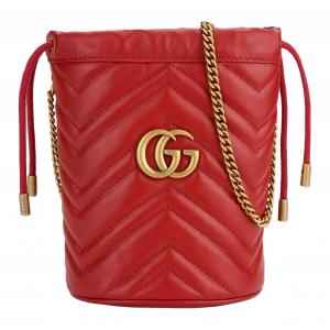 GUCCI Мини-ведро GG Marmont гибискус красный