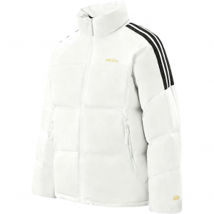 Adidas Мужская пуховая куртка белого цвета с воротником-стойкой, средней толщины