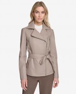 Женская фиолетовая кожаная мотоциклетная куртка с поясом Andrew Marc, Oyster