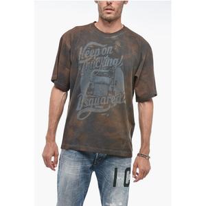 Футболка T-WESHER с эффектом тай-дай и принтом Dsquared2, Brown