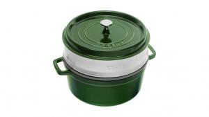 Кастрюля с паровой корзиной Staub, 5,25 л, 26 см, зеленый базилик
