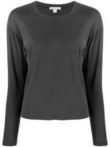 James Perse приталенный топ с длинными рукавами, черный