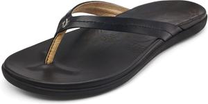 Женские пляжные сандалии OLUKAI Honu, мягкая и удобная кожа, легкие шлепанцы на каждый день, комфорт и стиль на целый день, черный