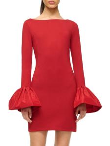 Мини-платье Hawthorne с рукавами-колокольчиками Staud, цвет Rouge