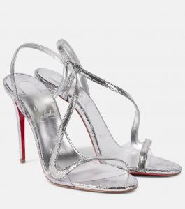 Розали 100 сандалии из зеркальной кожи Christian Louboutin, Silver Lin Silver