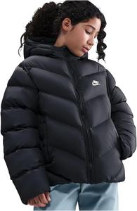 Спортивная куртка-пуховик свободного кроя Therma-FIT для игр на весь день Nike Kids, Black/White