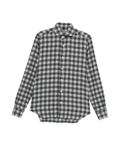 Клетчатая рубашка черно-белая Barba, мультиколор