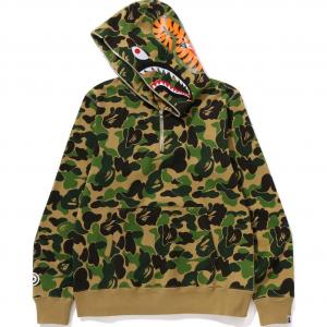 Bape Abc Camo Shark полу-молния худи A BATHING APE, зеленый