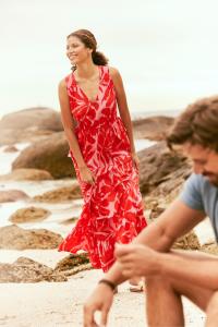 Платье миди с принтом листьев FatFace Avery Ikat Fat Face, красный