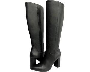 FARYL by Farylrobin Женские кожаные ботинки до колена с острым носом KHD872 черные Faryl Robin