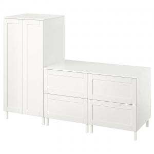 Гардероб SMÅSTAD/PLATSA IKEA, 180x57x133 см, цвет white with frame