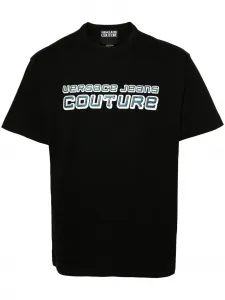 Футболка с логотипом и стразами Versace Jeans Couture, черный
