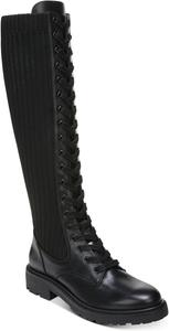 Женские высокие боевые ботинки Sam Edelman Lila черные с кружевами, с круглым носком и широким каблуком