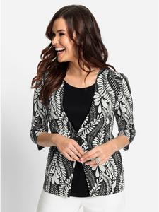 WITT WEIDEN Футболка «2 в 1» с принтом в черно-бежевых тонах