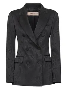 Двубортный блейзер с цветочным мотивом Blanca Vita, черный