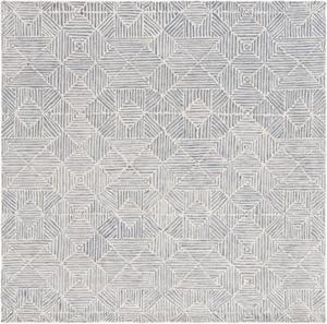 Ковер SAFAVIEH, 122 x 122 см, Abstract Collection, Grey & Ivory, геометрический рисунок, ручной работы из шерсти, идеально для гостиной, спальни, столовой (ABT763F-4SQ)