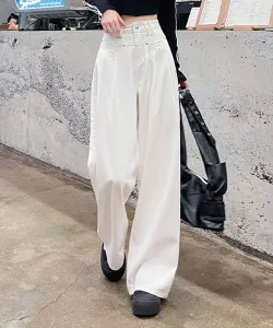 Aimoha -select-/Широкие джинсы с высокой талией Aimoha - Select -, цвет White