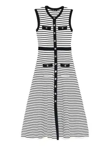 Полосатое платье макси на пуговицах Maje, белый