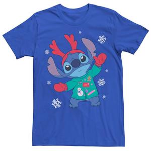 Мужской рождественский свитер Disney's Lilo & Stitch Tee Stitch Licensed Character, цвет Royal