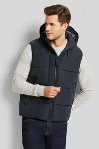 Стеганый жилет bugatti со съемным капюшоном, цвет морской волны