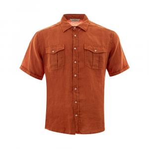 Элегантная льняная коричневая рубашка для мужчин Gran Sasso