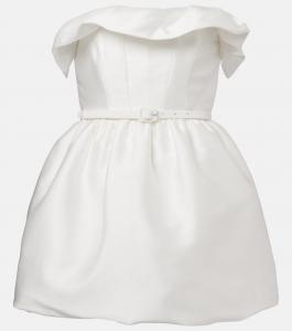 Мини-платье без бретелек с оборками и драпировкой Roland Mouret, белый