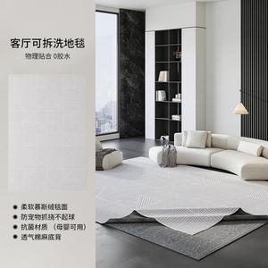 AOVOC Ковер 240х400 см для гостиной/спальни, съемный и моющийся, в итальянском минималистском стиле, серебристый, с бархатной поверхностью и амортизирующим дном