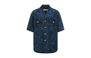 Драконья жаккардовая джинсовая рубашка Feng Chen Wang, синий