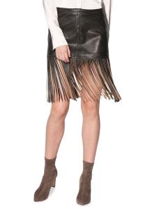 Кожаная юбка с бахромой Sabrina Walter Baker, цвет Black Beige