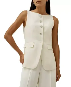 Шелковый жилет без рукавов на пуговицах Lilysilk, белый