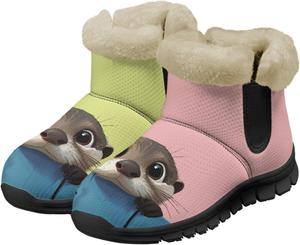 Сапоги женские и мужские зимние классические, милые, с мягкой флисовой подкладкой, теплые, удобные, нескользящие, для дома Dajingkj, Cute Mouse White