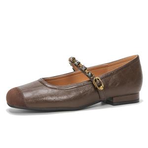 Bamiti Мэри Джейн на массивном каблуке 2 см женские коричневые, цвет Brown