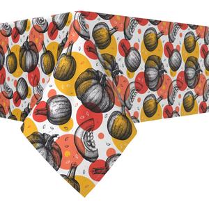 Квадратная скатерть, 100% полиэстер, 60х60 дюймов, тыквы и осенние точки.