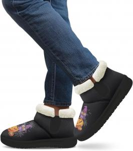 Зимние женские ботинки без шнурков, ботинки на снег, теплые кроссовки, слипоны, толстый каблук, удобная подошва из ЭВА Chririnla, Halloween Owl Pumpkin Face