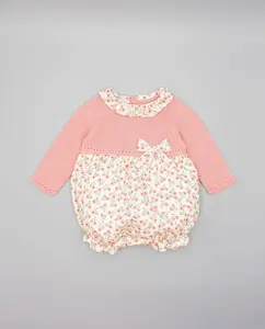 Детский комбинезон с вязаным телом и бантиком Fina Ejerique, розовый