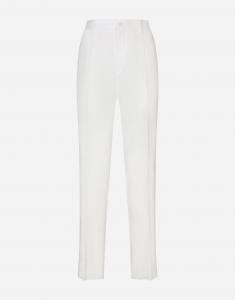 Брюки из эластичного хлопка с фирменной нашивкой Dolce & Gabbana, белый
