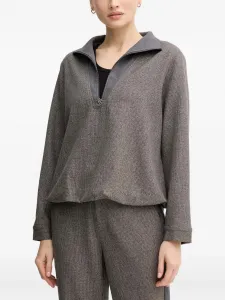 Блуза MMSoleia Sisse с воротником на молнии Mos Mosh, серый