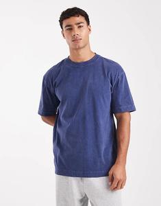 Футболка Hollister свободного кроя с короткими рукавами и круглым вырезом, темно-синего цвета