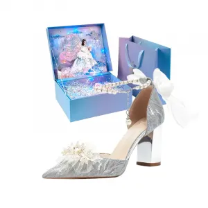 Wuguniang Женские туфли на высоком каблуке, серебристые