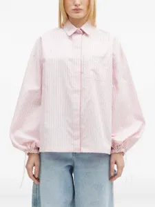 Полосатая рубашка с рукавами-фонариками Fiorucci, розовый