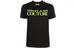 Футболка Cotton с блестящим логотипом VERSACE JEANS, черный
