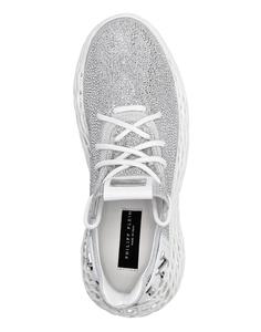 КРОССОВКИ RUNNER $KELETON ИЗ ЗАМШИ СО СТРАССАМИ Philipp Plein, цвет Crystal