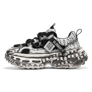 Wooden Rabbit Амортизирующие износостойкие дышащие утолщенные низкие кроссовки для мужчин с эффектом увеличения роста черные, цвет Black