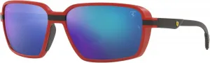 Солнцезащитные очки Ray-Ban Unisex RB8360M Scuderia Ferrari Collection квадратной формы, Matte Red/Light Green Mirrored Blue